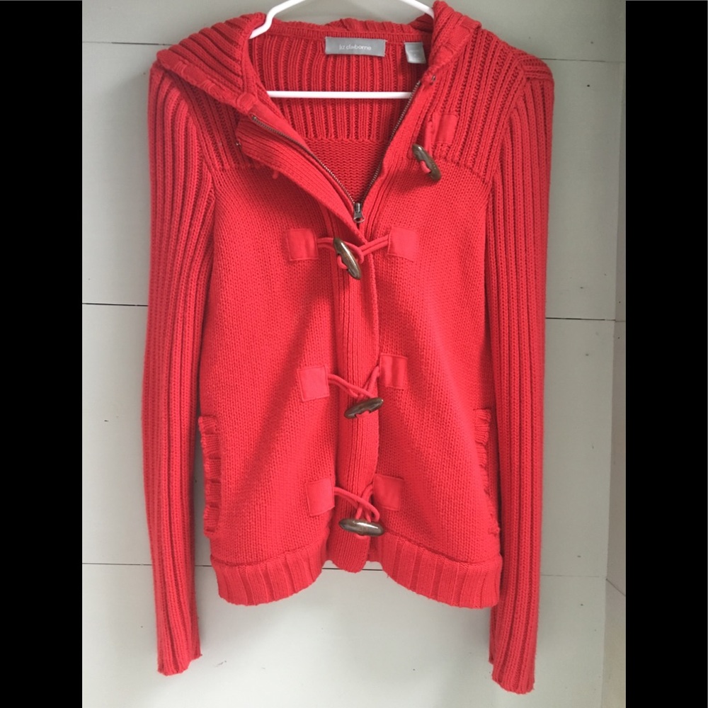 Red toggle sweater